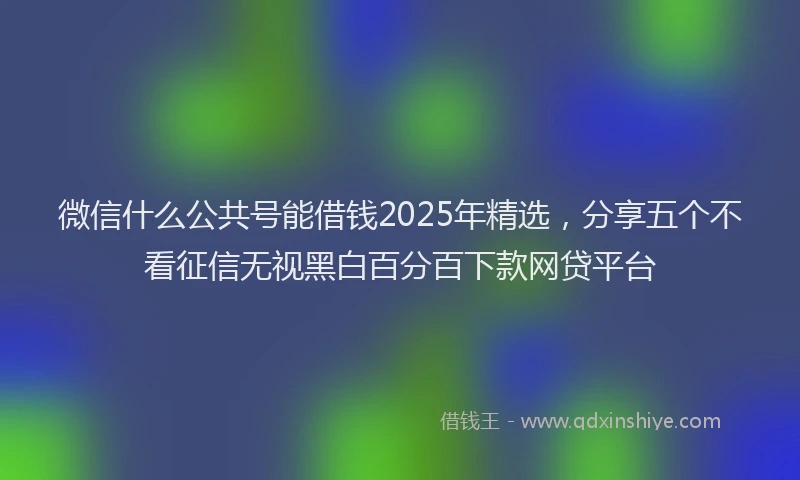 微信什么公共号能借钱2025年精选，分享五个不看征信无视黑白百分百下款网贷平台