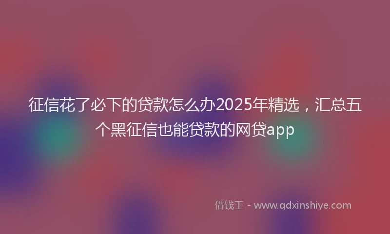 征信花了必下的贷款怎么办2025年精选，汇总五个黑征信也能贷款的网贷app
