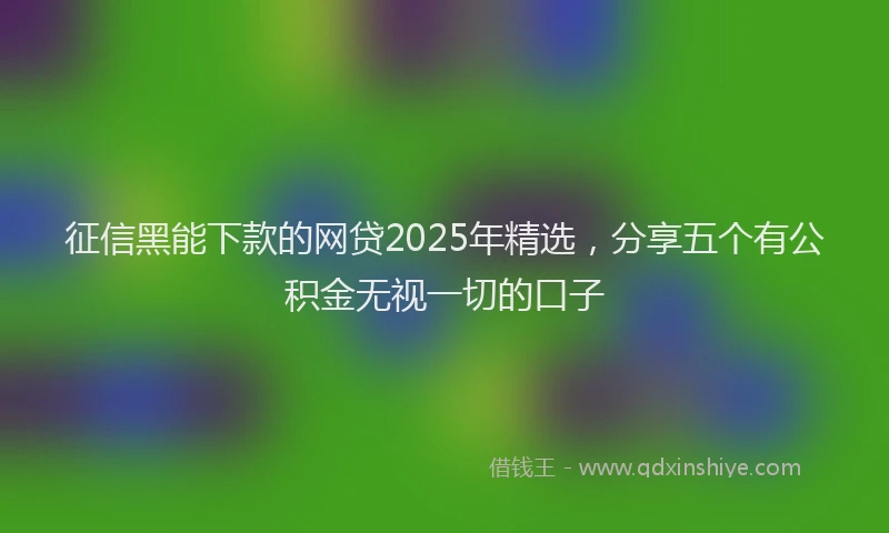 征信黑能下款的网贷2025年精选，分享五个有公积金无视一切的口子