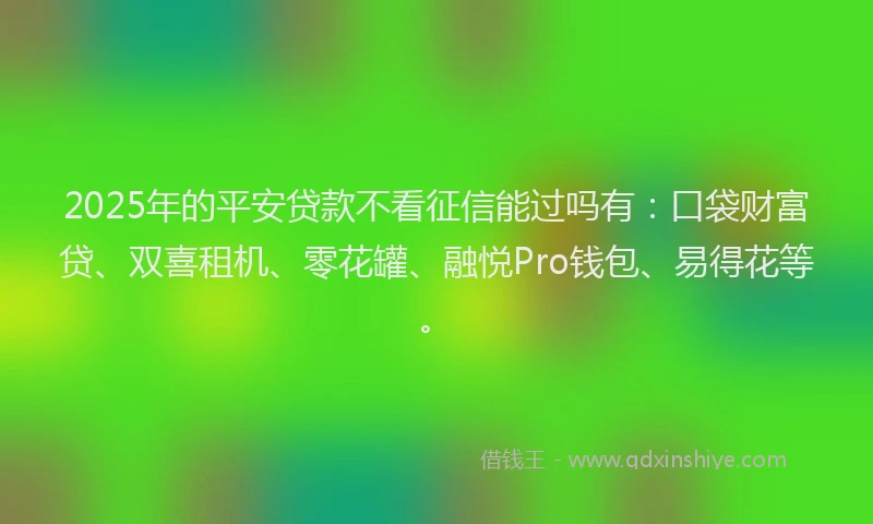2025年的平安贷款不看征信能过吗有：口袋财富贷、双喜租机、零花罐、融悦Pro钱包、易得花等。