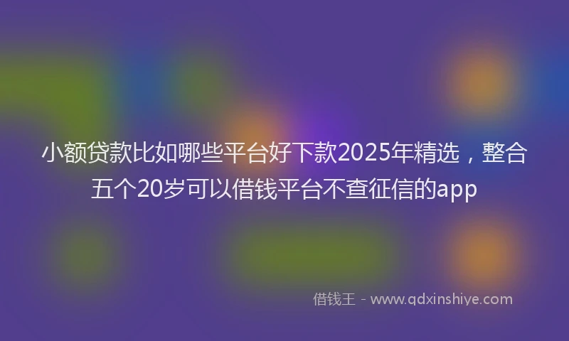 小额贷款比如哪些平台好下款2025年精选，整合五个20岁可以借钱平台不查征信的app