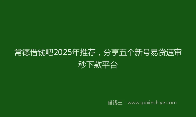 常德借钱吧2025年推荐，分享五个新号易贷速审秒下款平台