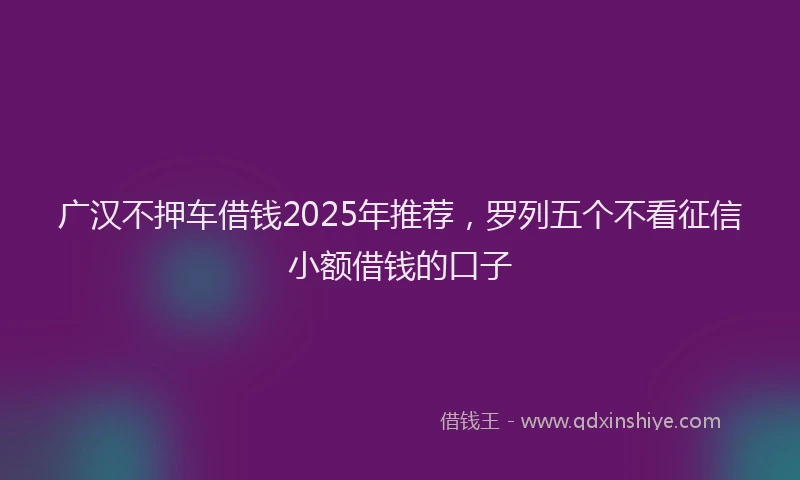 广汉不押车借钱2025年推荐，罗列五个不看征信小额借钱的口子