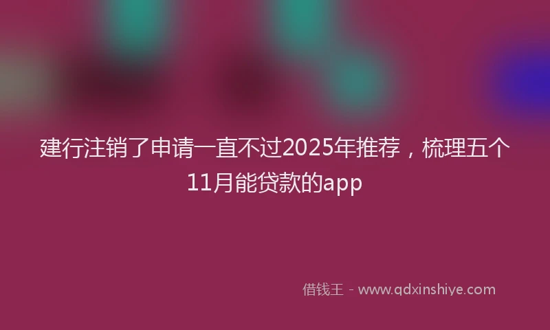 建行注销了申请一直不过2025年推荐，梳理五个11月能贷款的app