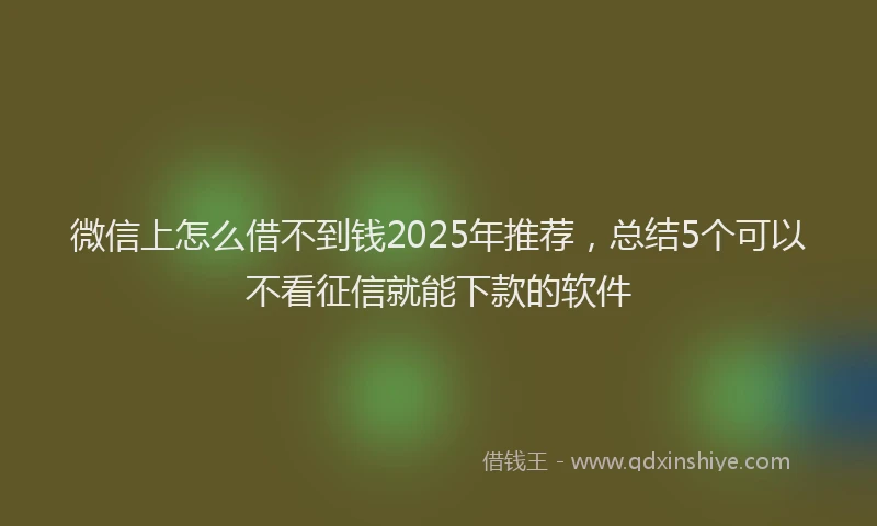 微信上怎么借不到钱2025年推荐，总结5个可以不看征信就能下款的软件