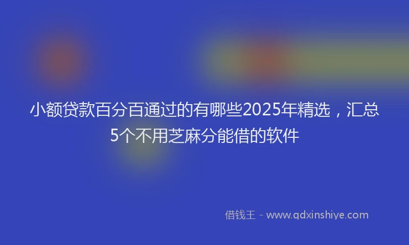 小额贷款百分百通过的有哪些2025年精选，汇总5个不用芝麻分能借的软件