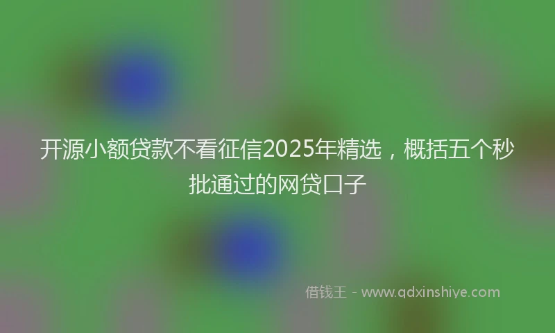 开源小额贷款不看征信2025年精选，概括五个秒批通过的网贷口子