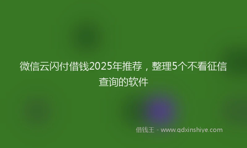 微信云闪付借钱2025年推荐，整理5个不看征信查询的软件