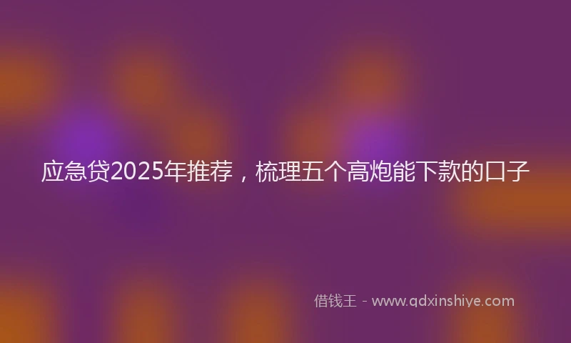 应急贷2025年推荐，梳理五个高炮能下款的口子