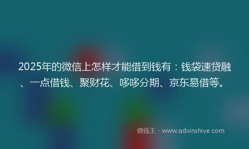 2025年的微信上怎样才能借到钱有：钱袋速贷融、一点借钱、聚财花、哆哆分期、京东易借等。