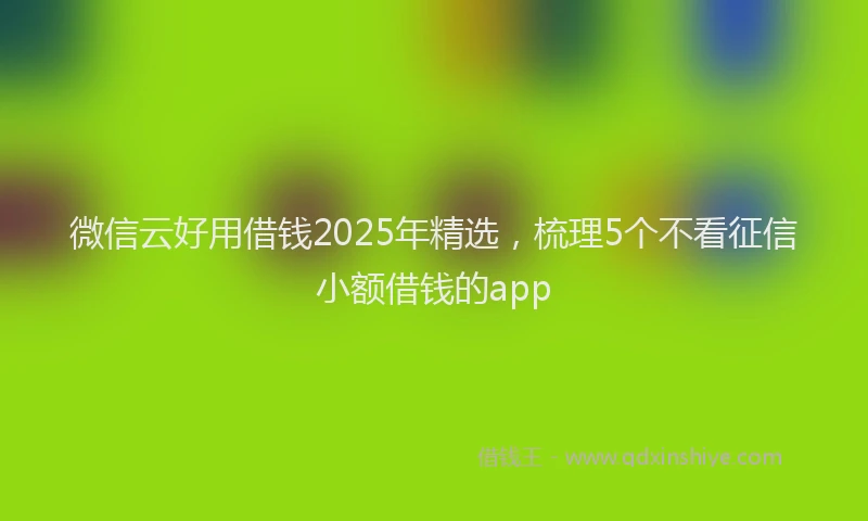 微信云好用借钱2025年精选，梳理5个不看征信小额借钱的app