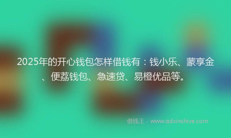 2025年的开心钱包怎样借钱有：钱小乐、蒙享金、便荔钱包、急速贷、易橙优品等。