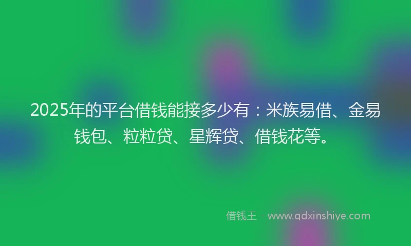 2025年的平台借钱能接多少有：米族易借、金易钱包、粒粒贷、星辉贷、借钱花等。