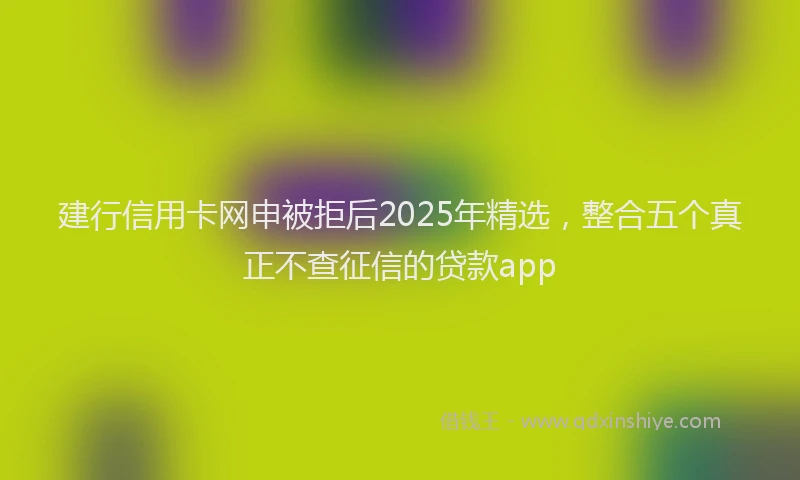 建行信用卡网申被拒后2025年精选，整合五个真正不查征信的贷款app