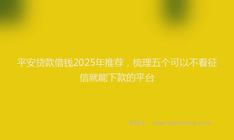 平安贷款借钱2025年推荐，梳理五个可以不看征信就能下款的平台