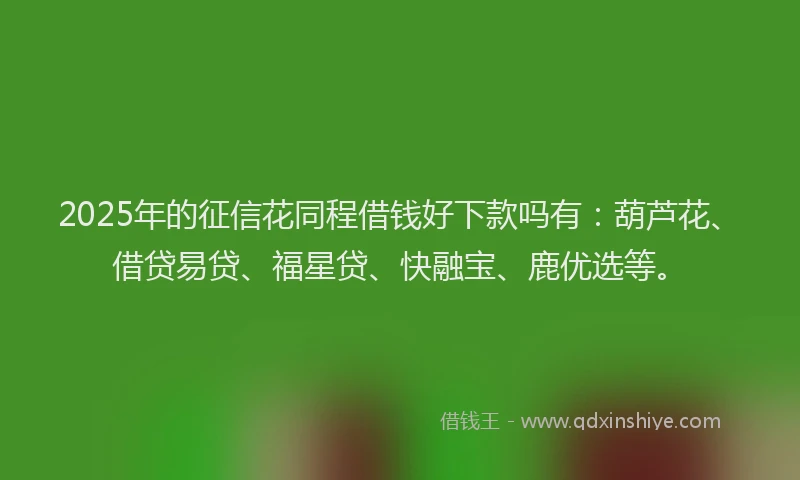2025年的征信花同程借钱好下款吗有：葫芦花、借贷易贷、福星贷、快融宝、鹿优选等。