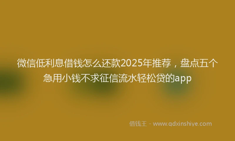 微信低利息借钱怎么还款2025年推荐，盘点五个急用小钱不求征信流水轻松贷的app