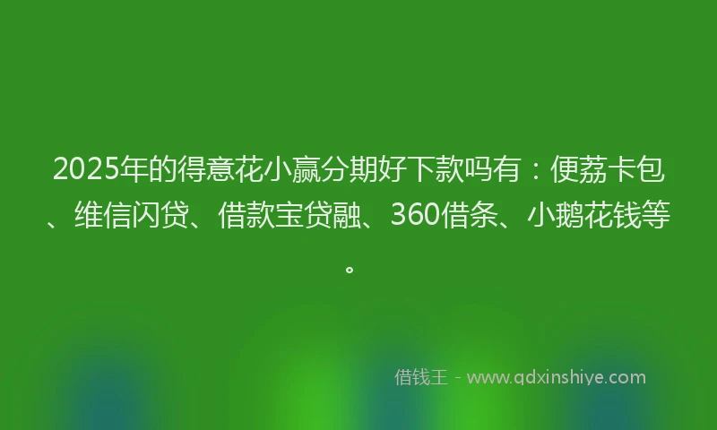 2025年的得意花小赢分期好下款吗有：便荔卡包、维信闪贷、借款宝贷融、360借条、小鹅花钱等。