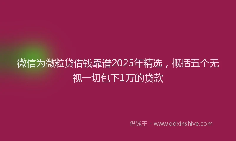 微信为微粒贷借钱靠谱2025年精选，概括五个无视一切包下1万的贷款