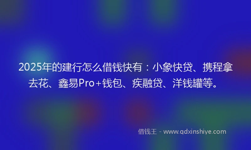2025年的建行怎么借钱快有：小象快贷、携程拿去花、鑫易Pro+钱包、疾融贷、洋钱罐等。