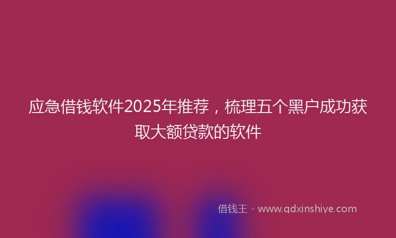 应急借钱软件2025年推荐，梳理五个黑户成功获取大额贷款的软件