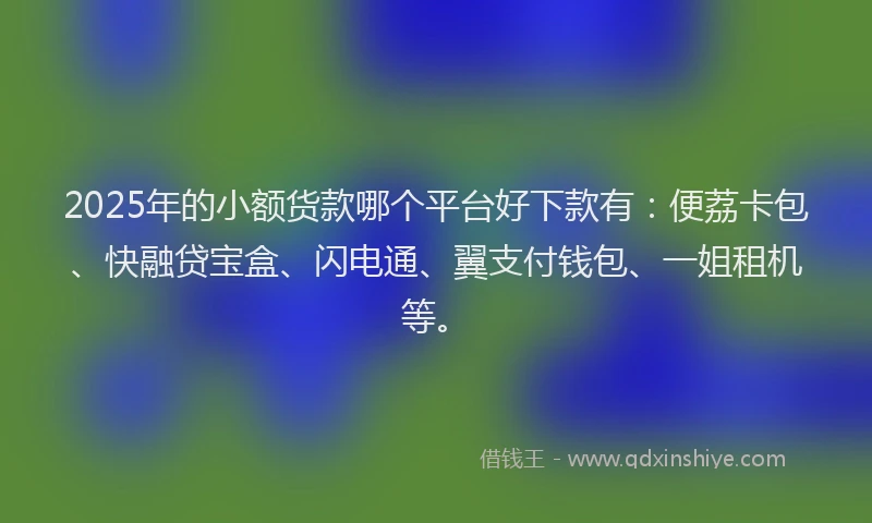 2025年的小额货款哪个平台好下款有：便荔卡包、快融贷宝盒、闪电通、翼支付钱包、一姐租机等。