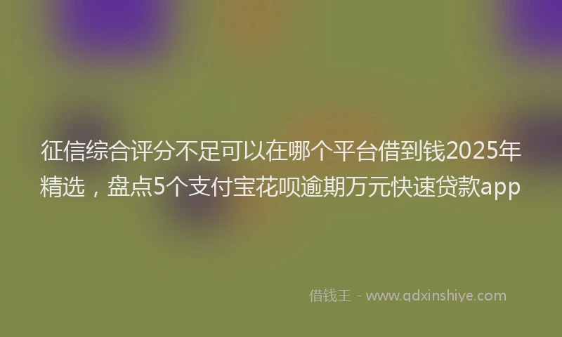 征信综合评分不足可以在哪个平台借到钱2025年精选，盘点5个支付宝花呗逾期万元快速贷款app