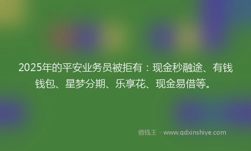 2025年的平安业务员被拒有：现金秒融途、有钱钱包、星梦分期、乐享花、现金易借等。