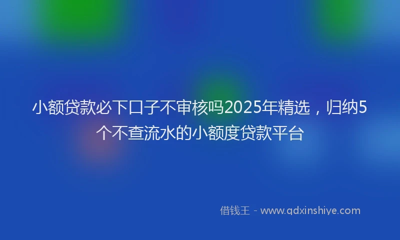 小额贷款必下口子不审核吗2025年精选，归纳5个不查流水的小额度贷款平台