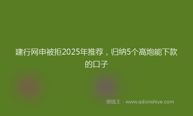 建行网申被拒2025年推荐，归纳5个高炮能下款的口子