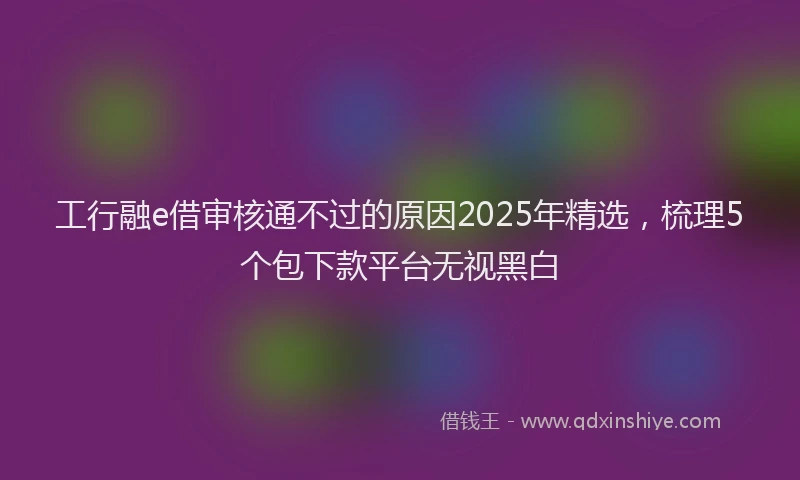 工行融e借审核通不过的原因2025年精选，梳理5个包下款平台无视黑白