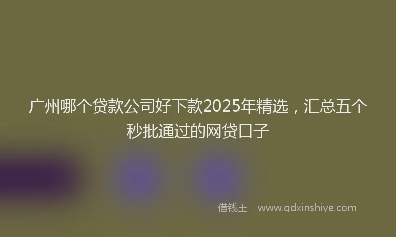 广州哪个贷款公司好下款2025年精选，汇总五个秒批通过的网贷口子