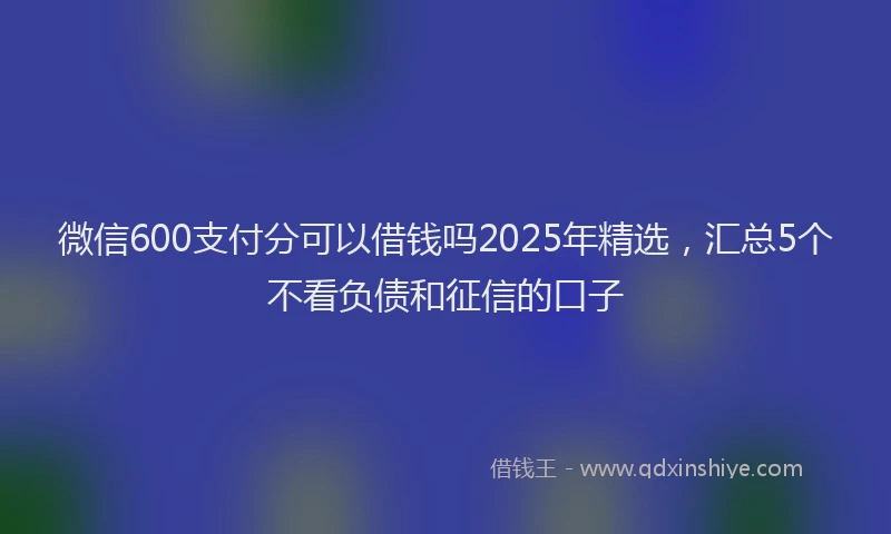 微信600支付分可以借钱吗2025年精选，汇总5个不看负债和征信的口子