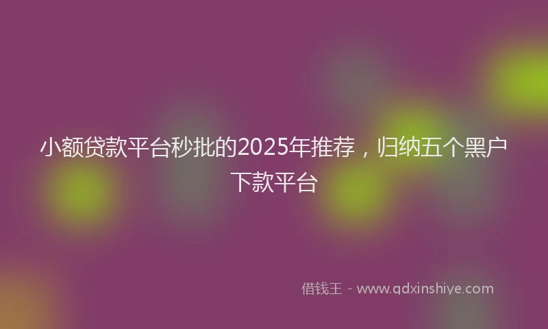 小额贷款平台秒批的2025年推荐，归纳五个黑户下款平台