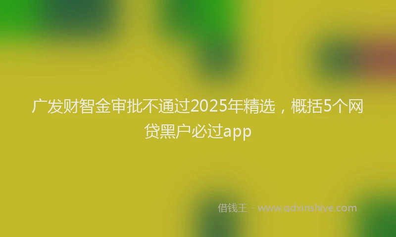 广发财智金审批不通过2025年精选，概括5个网贷黑户必过app
