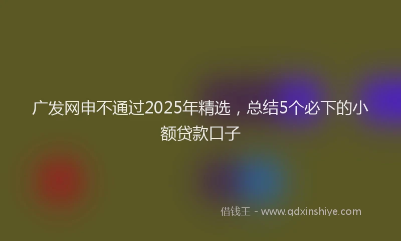 广发网申不通过2025年精选，总结5个必下的小额贷款口子
