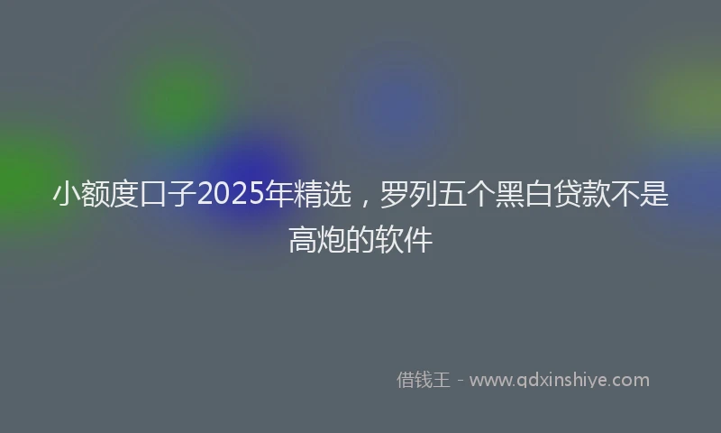 小额度口子2025年精选，罗列五个黑白贷款不是高炮的软件
