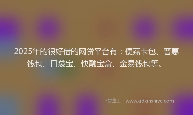 2025年的很好借的网贷平台有：便荔卡包、普惠钱包、口袋宝、快融宝盒、金易钱包等。