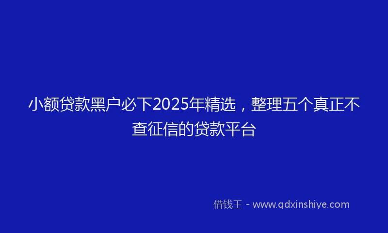 小额贷款黑户必下2025年精选，整理五个真正不查征信的贷款平台