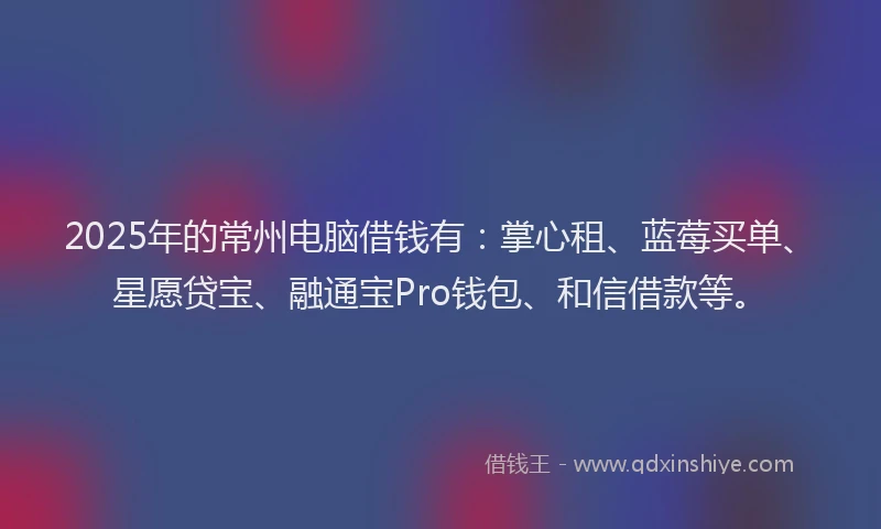 2025年的常州电脑借钱有：掌心租、蓝莓买单、星愿贷宝、融通宝Pro钱包、和信借款等。