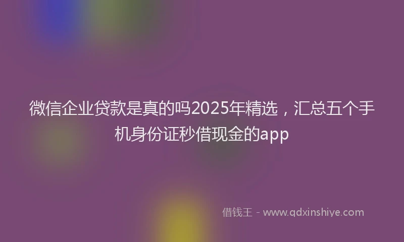 微信企业贷款是真的吗2025年精选，汇总五个手机身份证秒借现金的app
