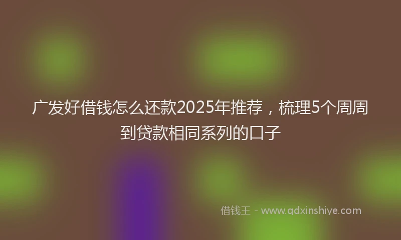 广发好借钱怎么还款2025年推荐，梳理5个周周到贷款相同系列的口子