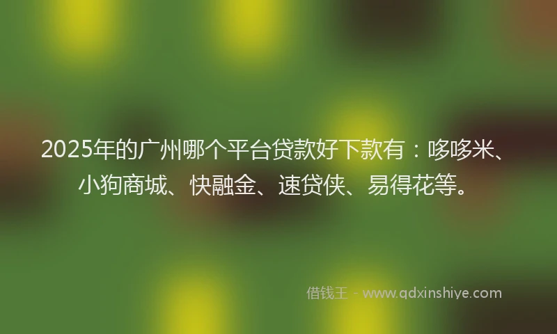 2025年的广州哪个平台贷款好下款有：哆哆米、小狗商城、快融金、速贷侠、易得花等。