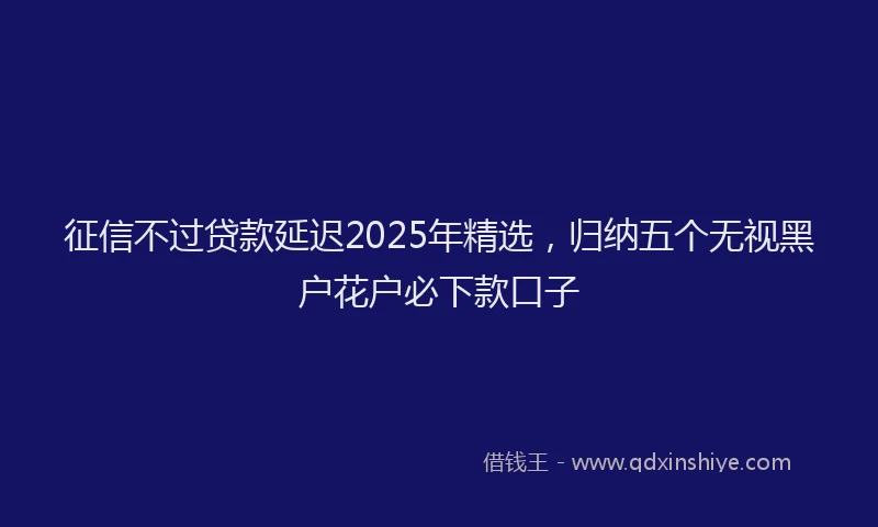征信不过贷款延迟2025年精选，归纳五个无视黑户花户必下款口子