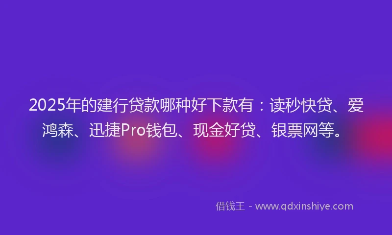2025年的建行贷款哪种好下款有：读秒快贷、爱鸿森、迅捷Pro钱包、现金好贷、银票网等。