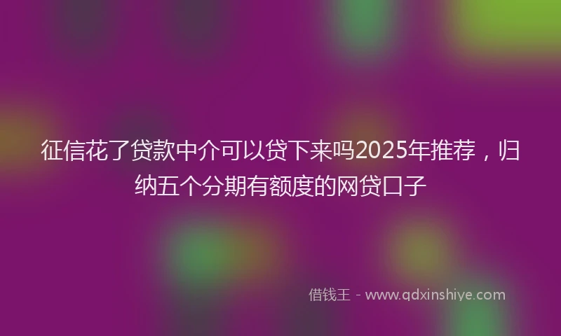 征信花了贷款中介可以贷下来吗2025年推荐，归纳五个分期有额度的网贷口子