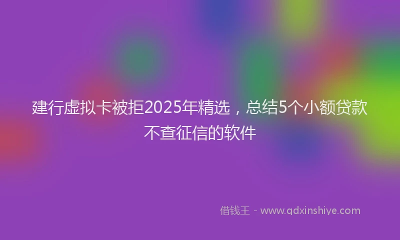 建行虚拟卡被拒2025年精选，总结5个小额贷款不查征信的软件