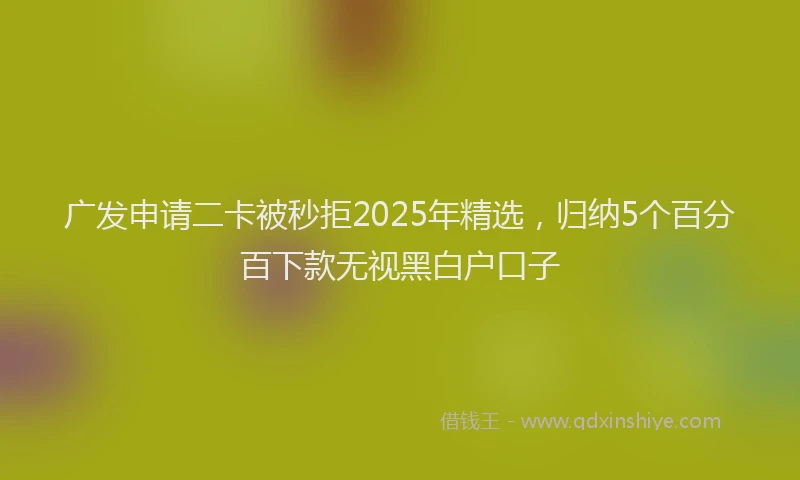 广发申请二卡被秒拒2025年精选，归纳5个百分百下款无视黑白户口子