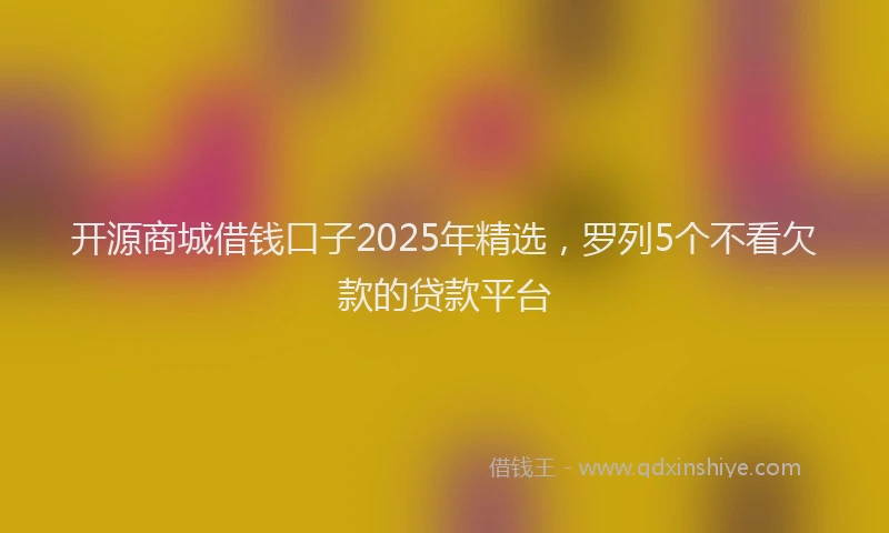 开源商城借钱口子2025年精选，罗列5个不看欠款的贷款平台