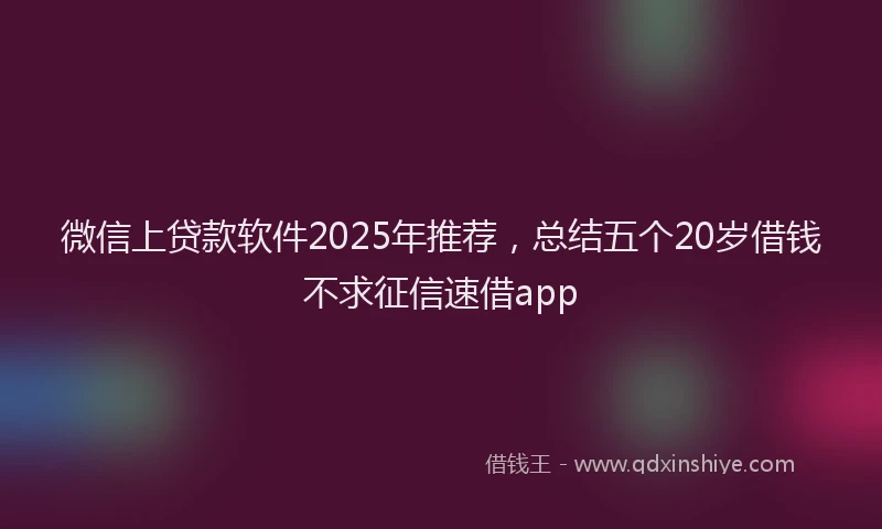 微信上贷款软件2025年推荐，总结五个20岁借钱不求征信速借app
